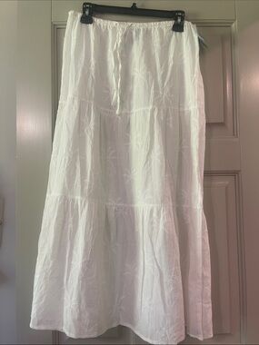 Shade & Shore White Tiered Maxi Skirt Dress with Embroidered Texture